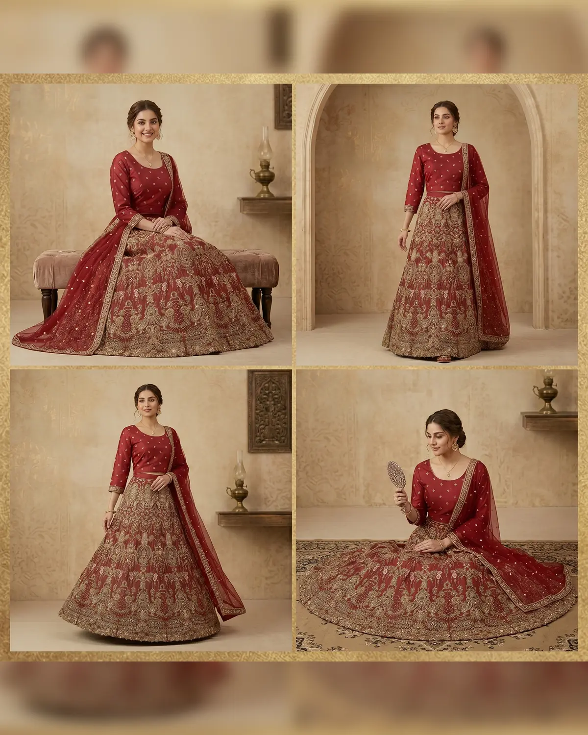 Maroon Embellished Formal Lehenga Choli - Image 4