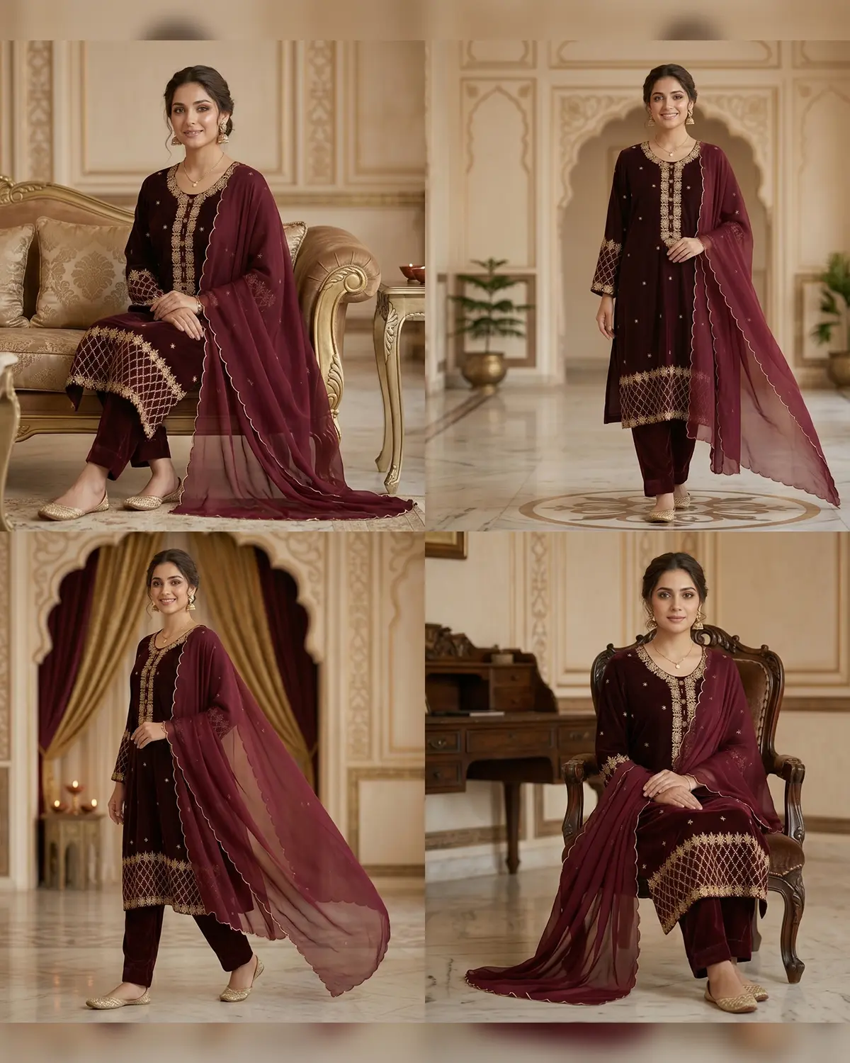 Maroon Velvet Formal Shirt Trouser Suit - Image 4