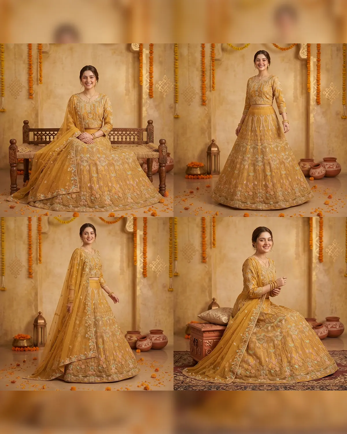 Mustard Yellow Formal Lehenga Choli - Image 4