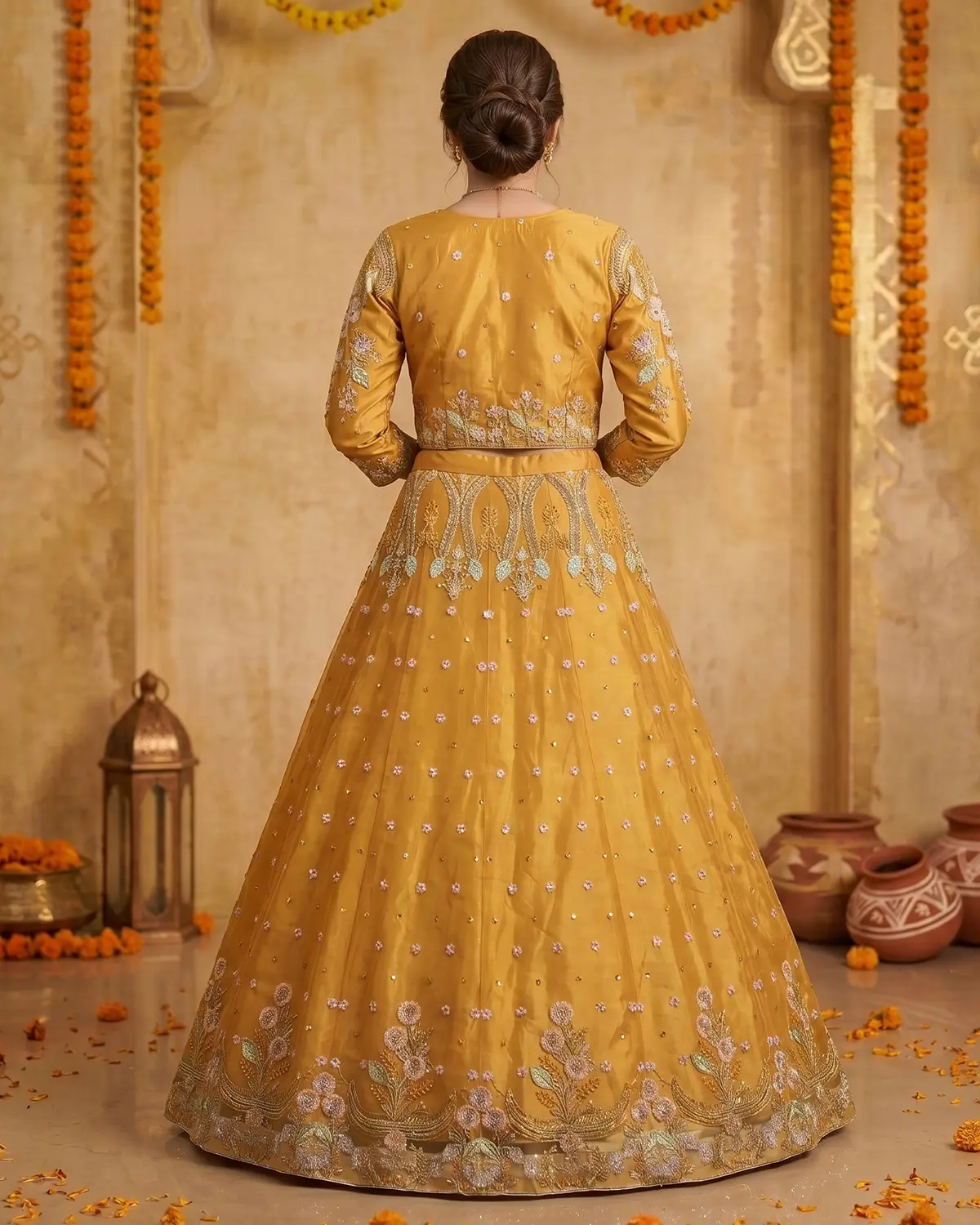 Mustard Yellow Formal Lehenga Choli - Image 3