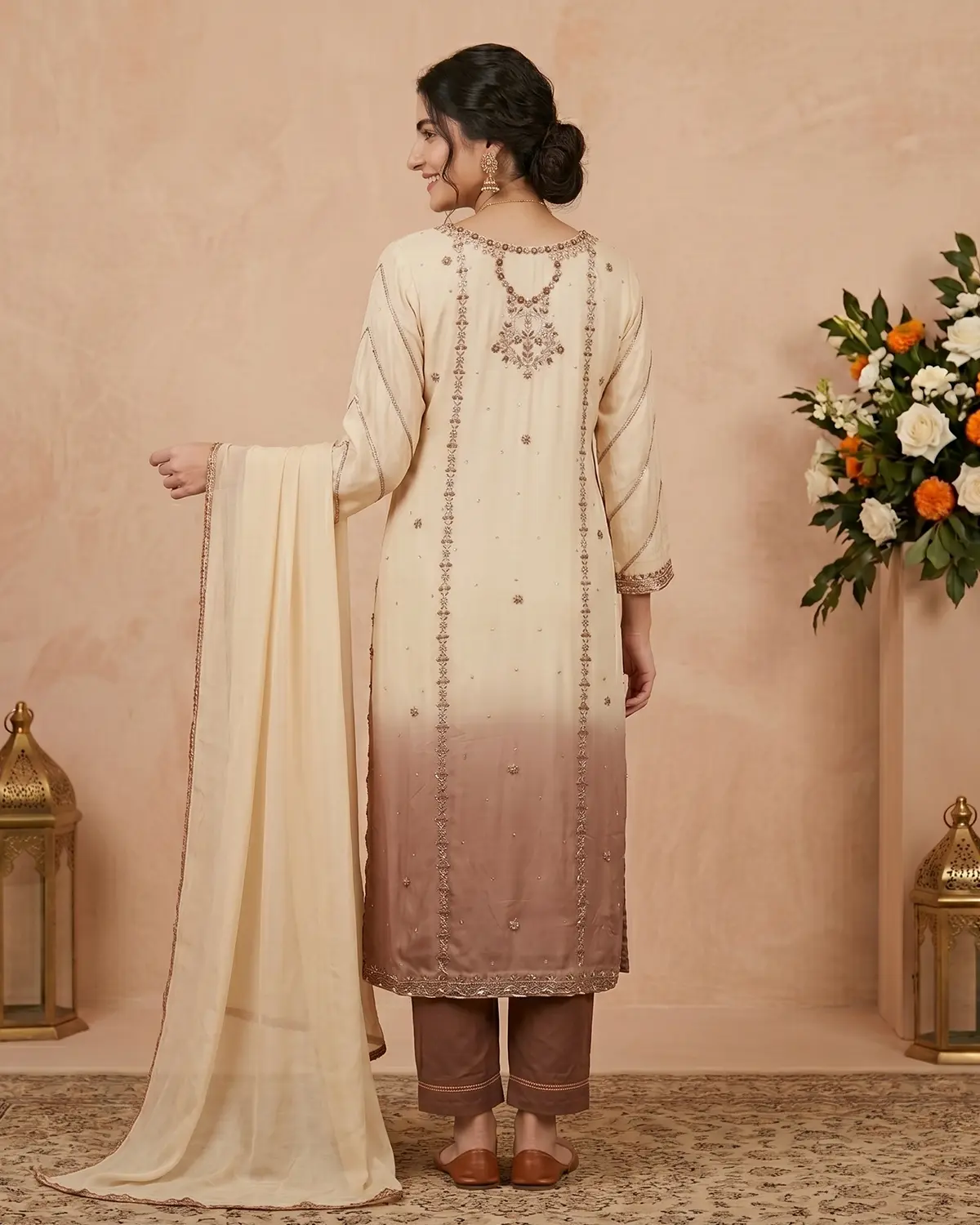 Off White 2 Shades Formal Shirt Trouser Suit - Image 3