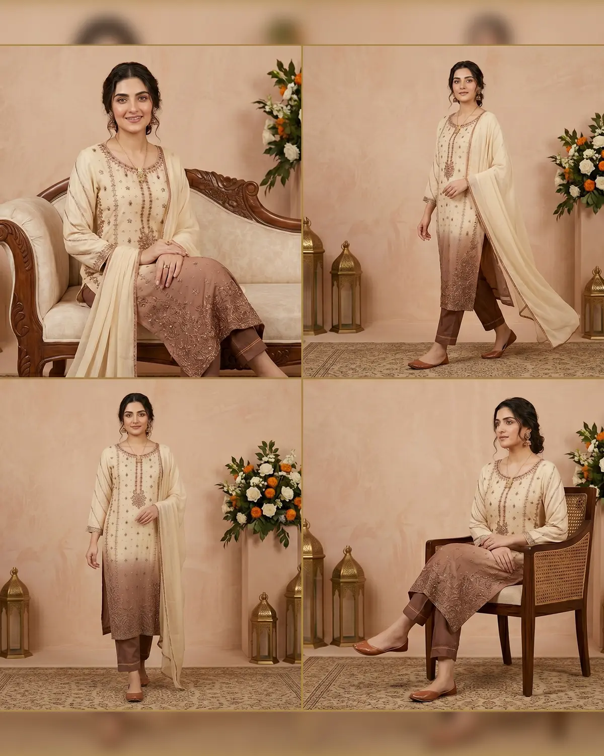 Off White 2 Shades Formal Shirt Trouser Suit - Image 4