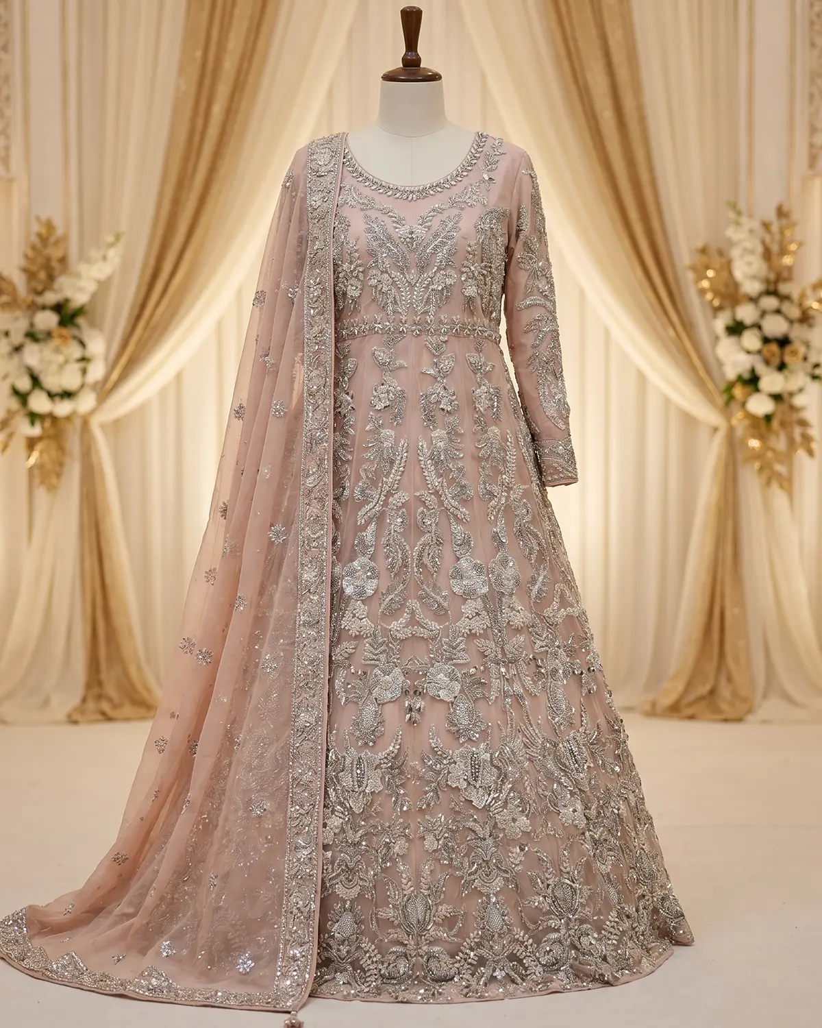 Pink Neha Embellished Bridal Maxi