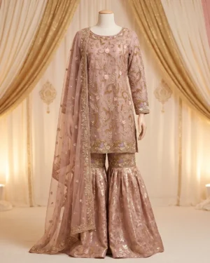 Pink Peach Formal Gharara Shirt