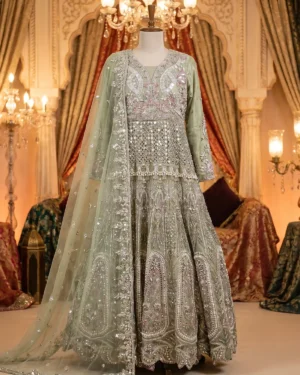 Pistachio Embriodered Formal Maxi