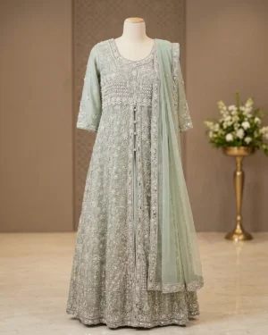 Pistachio Pearl Open Cut Bridal Maxi