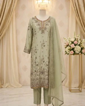 Pistachio Zari Formal Shirt Trouser Suit