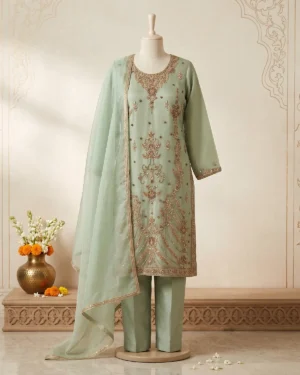 Pistachio Zari Formal Shirt Trouser Suit