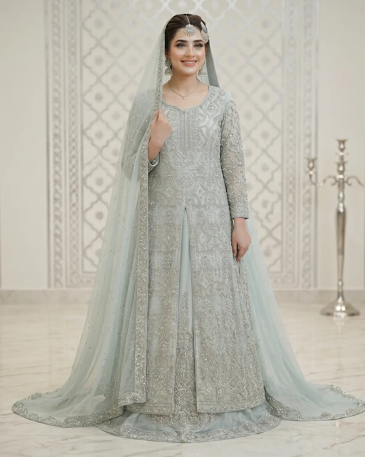 Premium Blue Noor Bridal Lehenga Maxi - Image 2