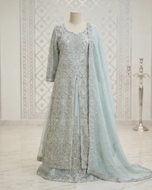 Premium Blue Noor Bridal Lehenga Maxi