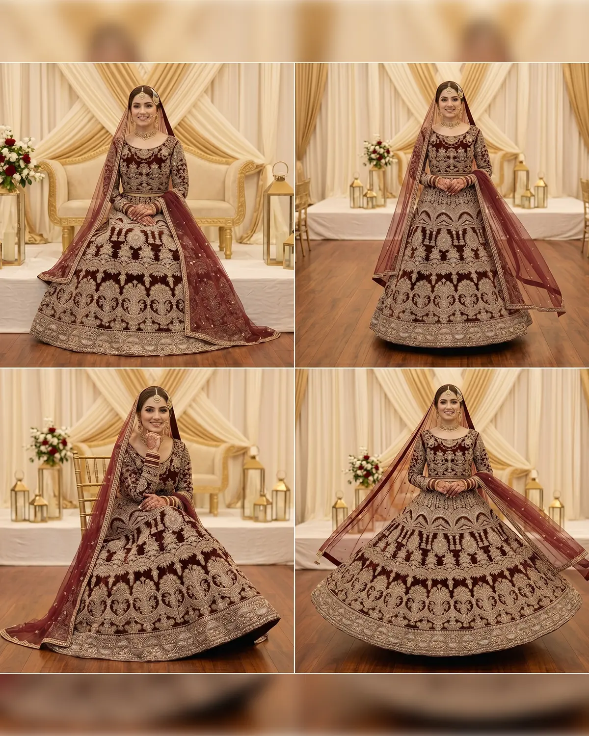 Premium Golden Velvet Bridal Lehenga Choli - Image 4