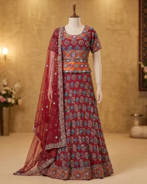 Red Multi Jewel Formal Lehenga Choli