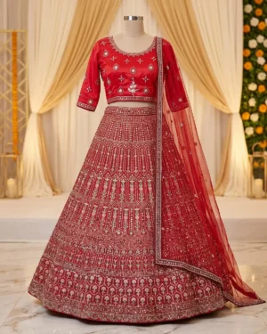Red Velvet Indian Style Lehenga Choli