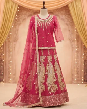 Rose Pink Zari Formal Lehenga Shirt