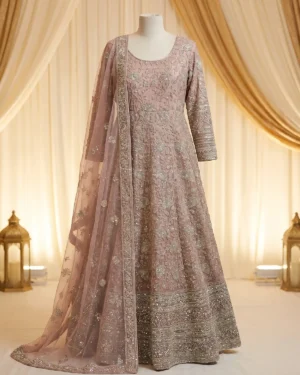 Rose Pink Tux Indian Style Formal Maxi Wear