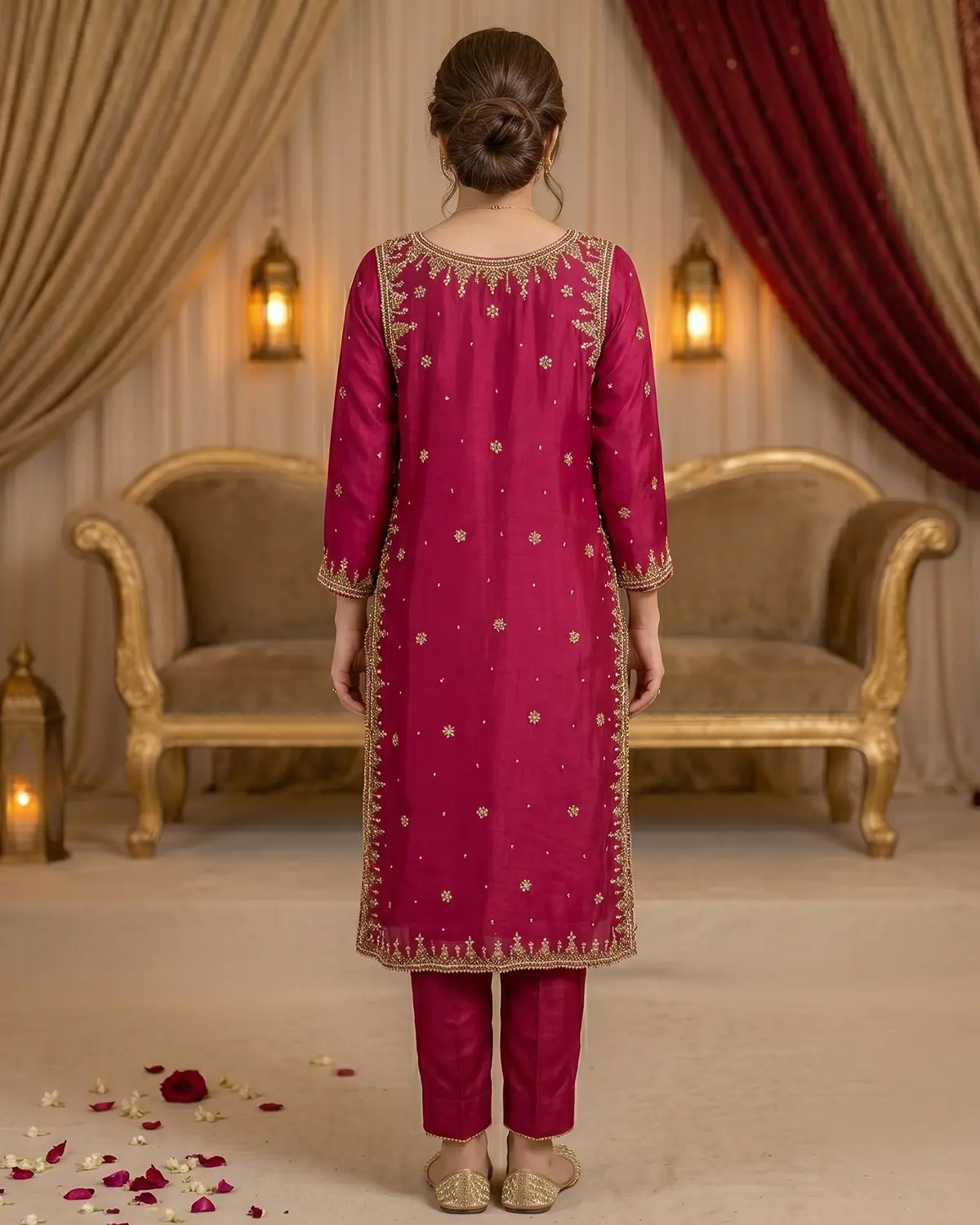 Rose Red Formal Shirt Trouser Suit - Image 3