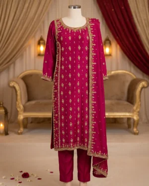 Rose Red Formal Shirt Trouser Suit