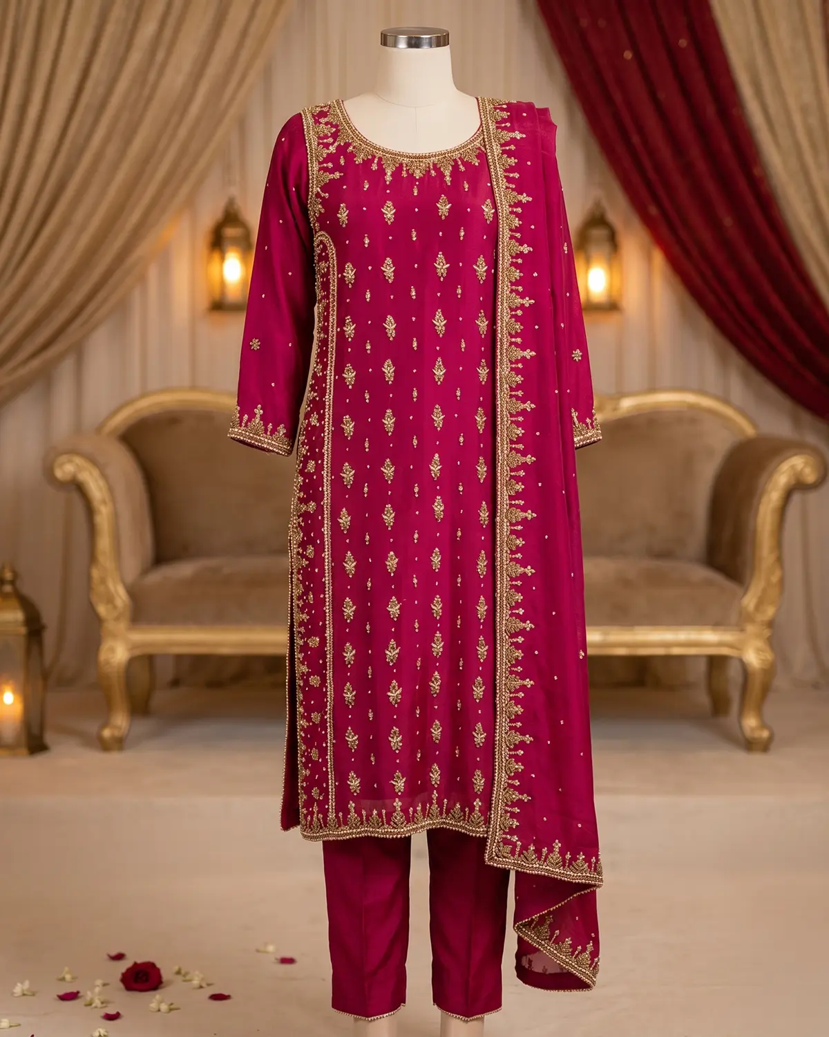 Rose Red Formal Shirt Trouser Suit