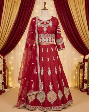 Rose Red Zari Formal Lehenga Shirt