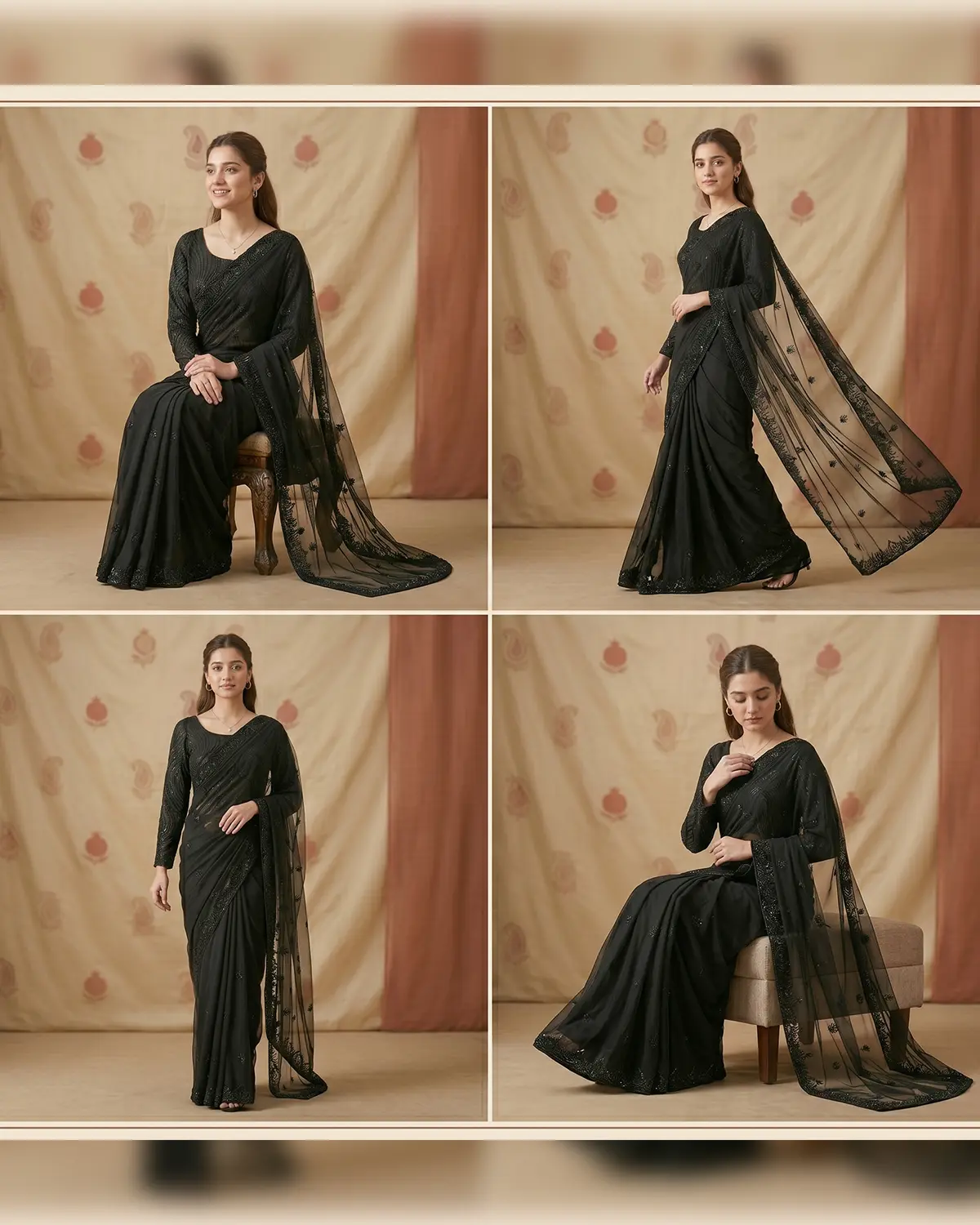 Royal Black Saree - Image 3