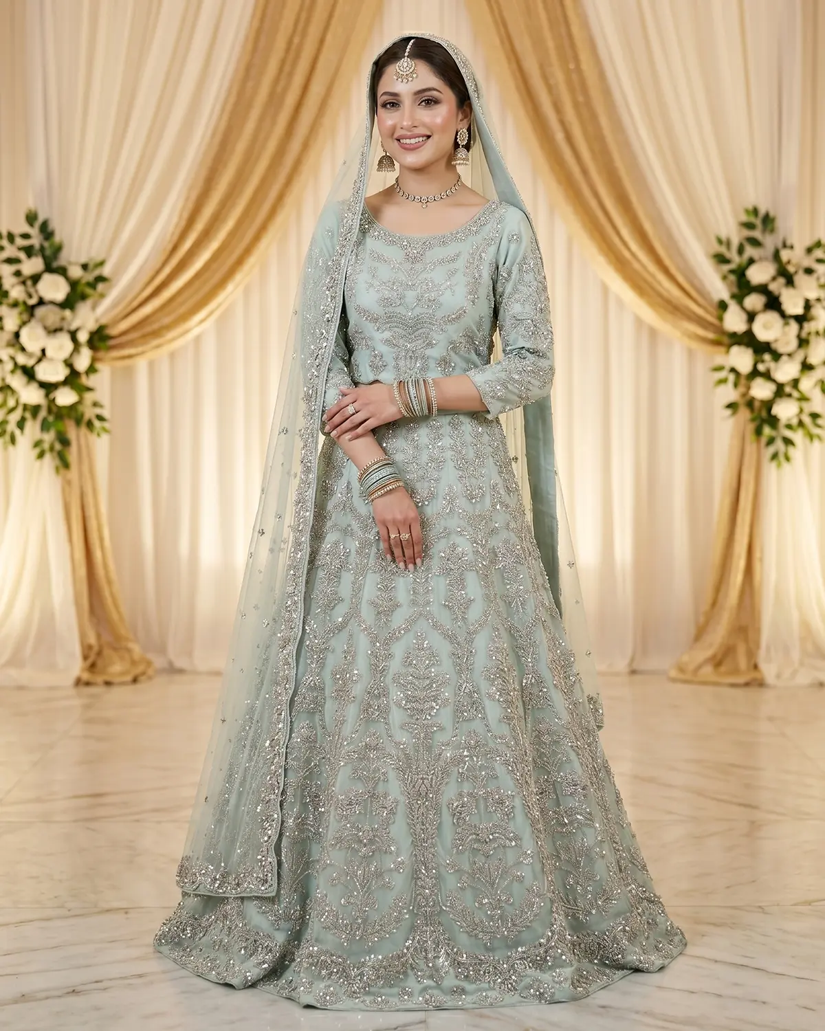 Royal Blue Ramsha Bridal Lehenga Choli - Image 2