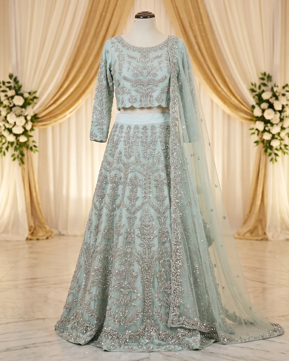 Royal Blue Ramsha Bridal Lehenga Choli