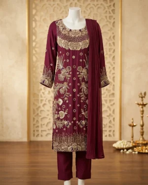 Royal Maroon Zardozi Formal Shirt Trouser Suit