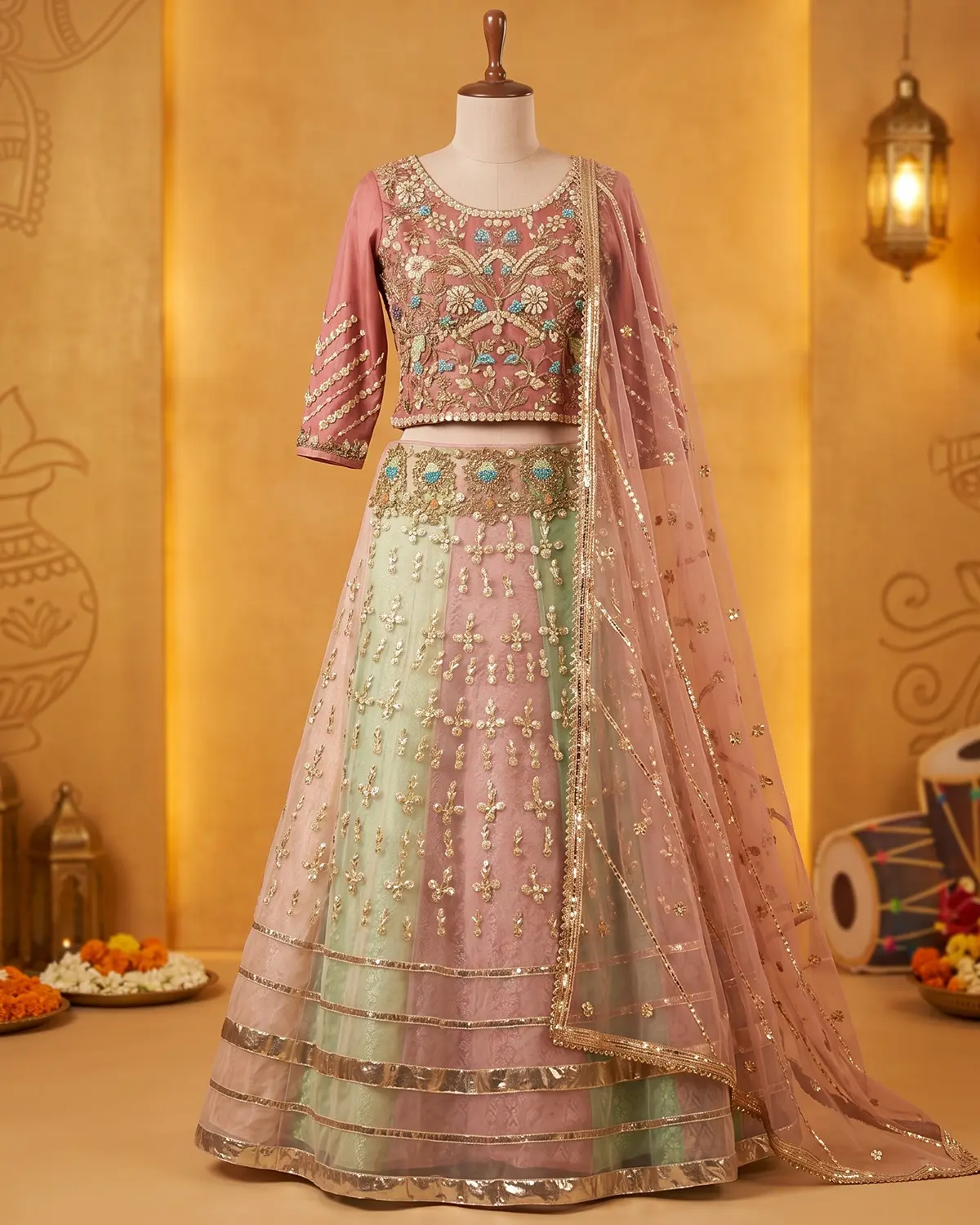 Rung Mehndi Bridal Lehenga Choli