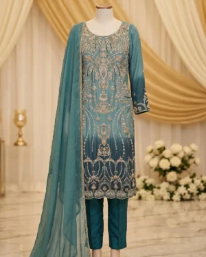 Sea Green 2 shades Formal Shirt Trouser Suit