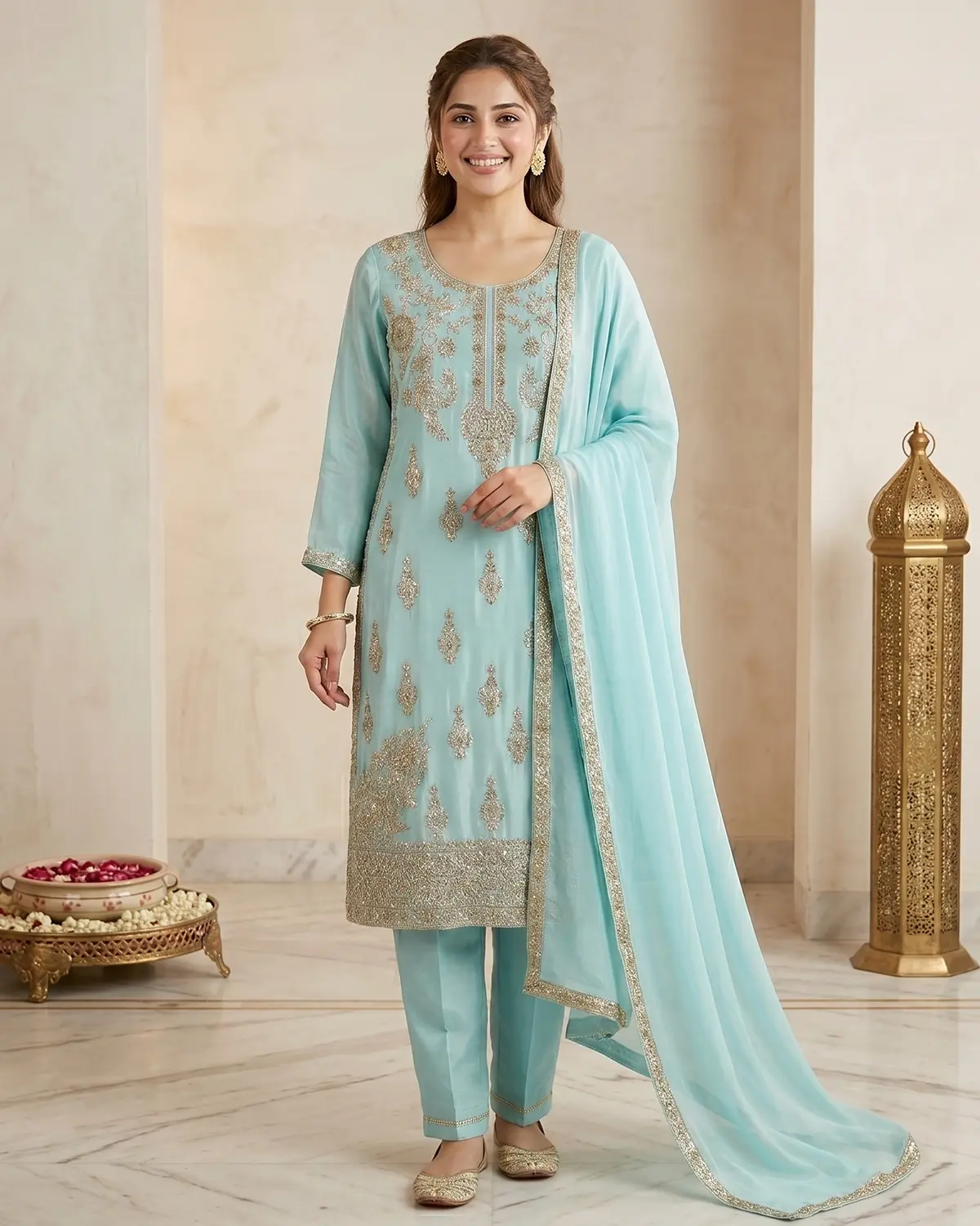 Sky Blue Formal Shirt Trouser Suit - Image 2