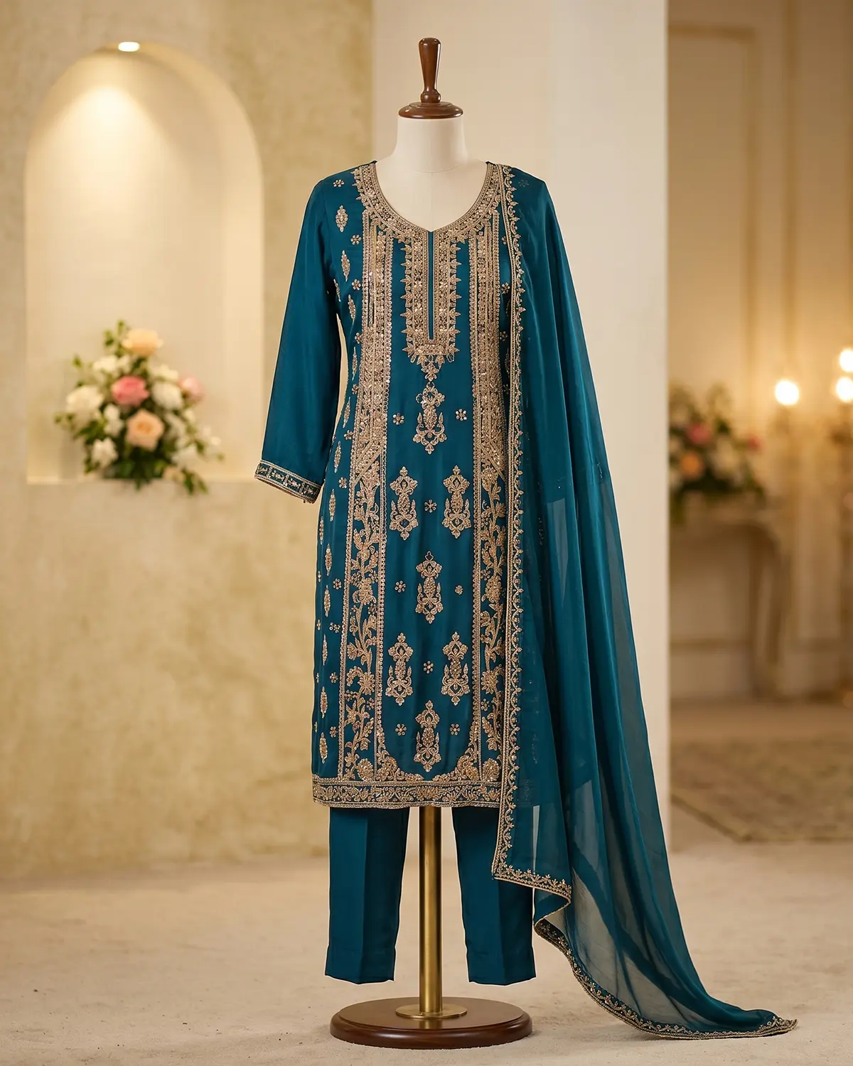 Zinc Embellished Formal Shirt Trouser Suit
