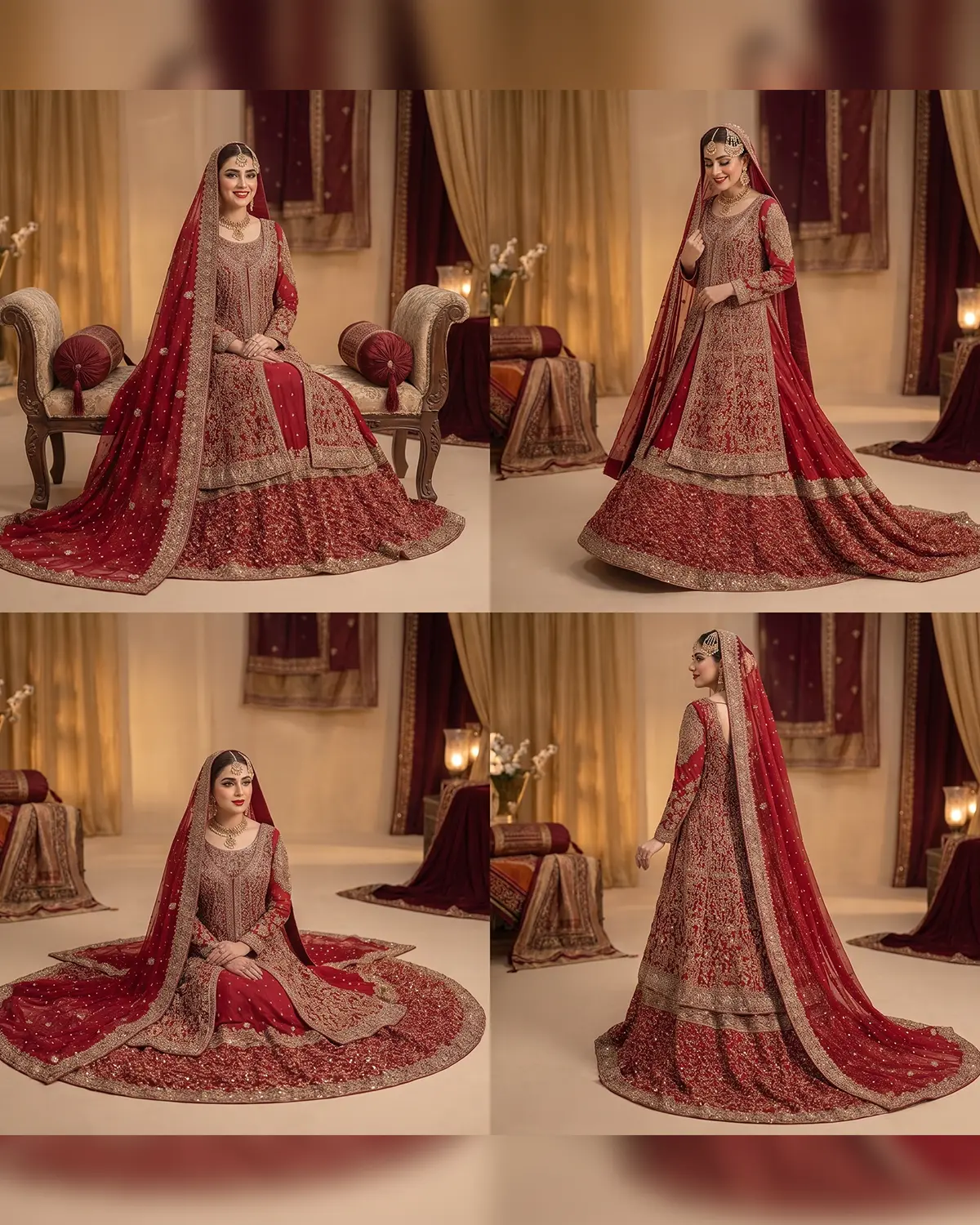 Royal Antique Embellished Bridal Farshi Lehenga Gown - Image 4